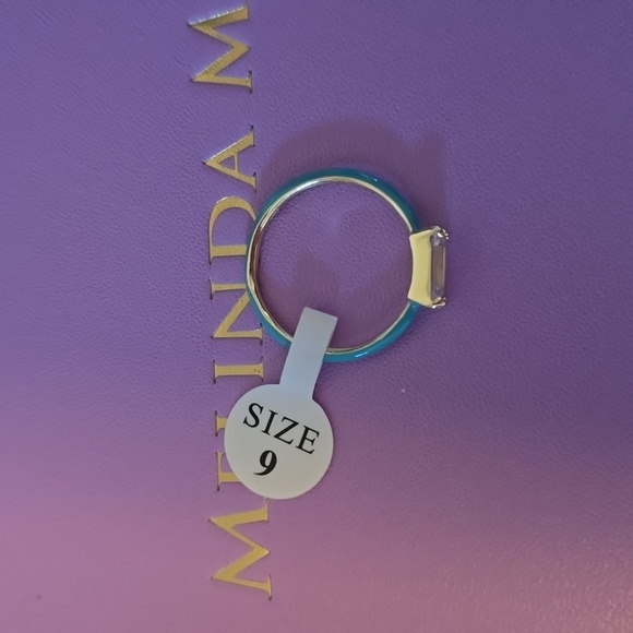 Melinda Maria Enamel Ring - Blue Turquoise Gold Size 9 New - Picture 3 of 3